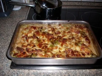 Gratinierte Bohnen mit Medaillons - Rezept