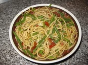 Rezept: Spaghetti mit Tomaten-Speck-Bohnen.. Spaghetti mit Tomaten-Speck-Bohnen.. - Rezept