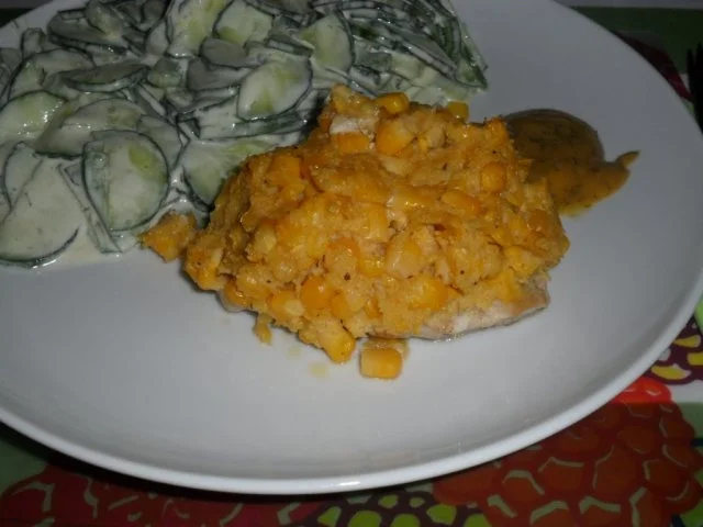 Rezept: Lachs mit Maishaube Lachs mit Maishaube - Rezept