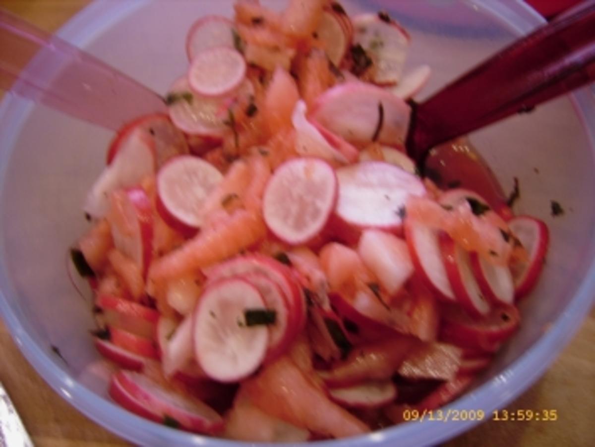 Radieschen - Melonen - Salat mit Ziegenkäse und Limettenvinaigrette - Rezept - Bild Nr. 8