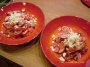 Radieschen - Melonen - Salat mit Ziegenkäse und Limettenvinaigrette - Rezept