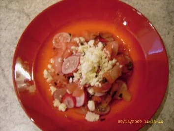 Radieschen - Melonen - Salat mit Ziegenkäse und Limettenvinaigrette - Rezept - Bild Nr. 11