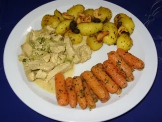 Putengeschnetzeltes mit Kartoffelchen und Babykarotten - Rezept