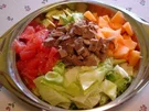 Rezept: Herbstlicher Salatteller mit Rindfleischstreifen Herbstlicher Salatteller mit Rindfleischstreifen - Rezept