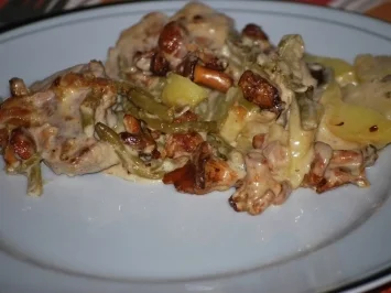 Filet-Pfifferling-Gratin mit grünen Bohnen - Rezept - Bild Nr. 2