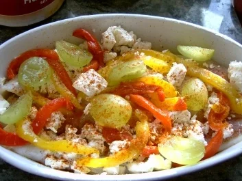 Rezept: Fisch: Alaska Seelachs mit Feta, Paprika und Trauben Bild Nr. 4 Fisch: Alaska Seelachs mit Feta, Paprika und Trauben - Rezept - Bild Nr. 4