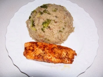 Lachs auf Broccoli-Reis - Rezept