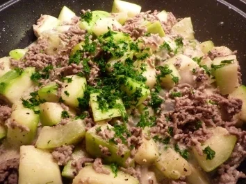 Rezept: Fl/Rind/Schwein: Bärbel's Zucchini-Hacktopf Bild Nr. 3 Fl/Rind/Schwein: Bärbel's Zucchini-Hacktopf - Rezept - Bild Nr. 3