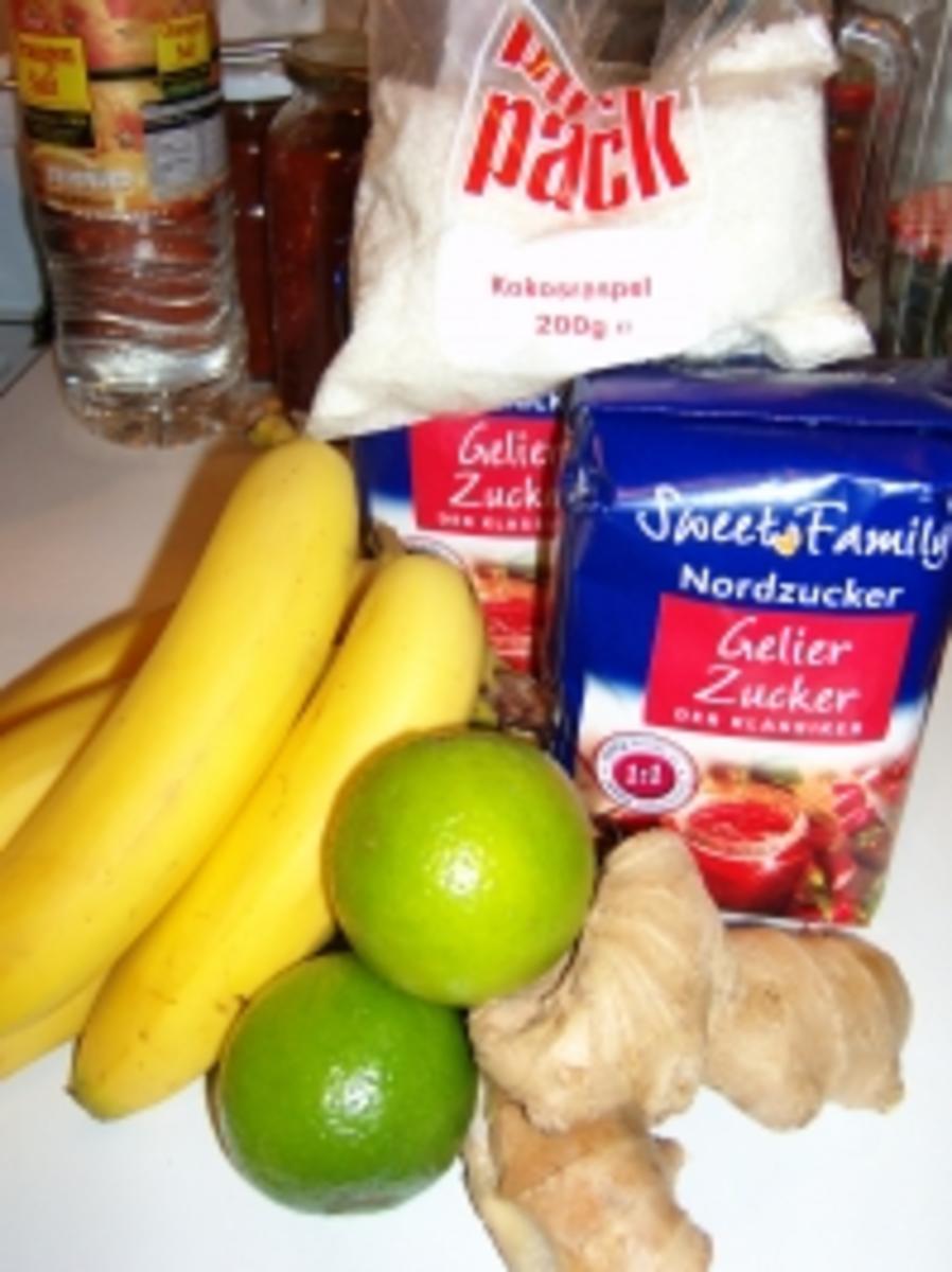 Bananen-Kokosmarmelade mit Limone und Ingwer - Rezept