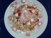 Tomaten-Chicoree-Melonen-Schinken-Feta-Salat - Rezept