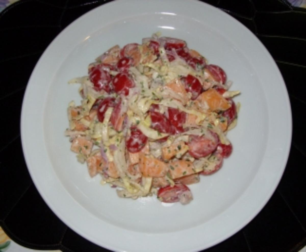 Tomaten-Chicoree-Melonen-Schinken-Feta-Salat - Rezept - Bild Nr. 2
