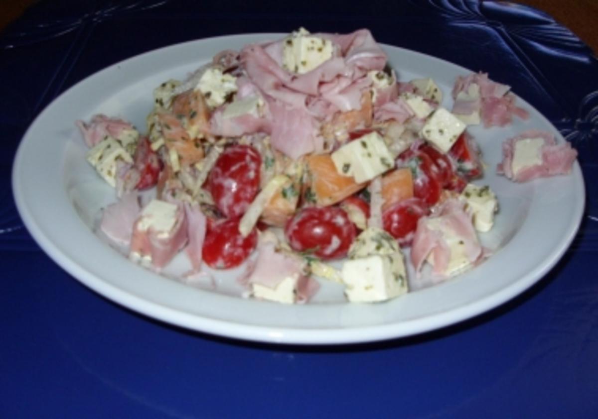 Tomaten-Chicoree-Melonen-Schinken-Feta-Salat - Rezept - Bild Nr. 3