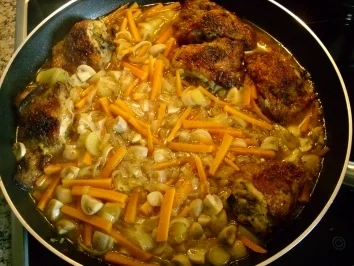 Rezept: Hähnchen auf Weißweingemüse>> Bild Nr. 2 Hähnchen auf Weißweingemüse>> - Rezept - Bild Nr. 2