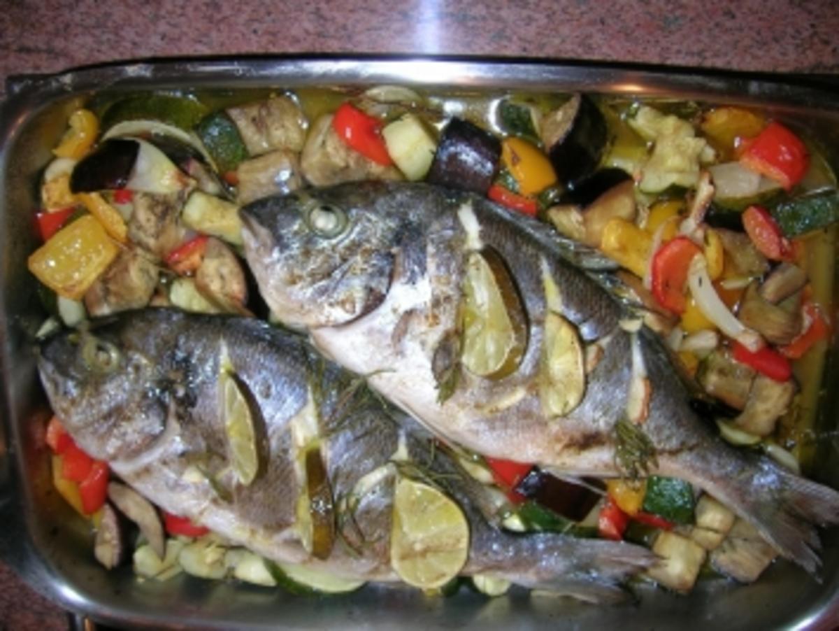 Doraden an Ofengemüse mit Kartoffelsoufflée  (heute ist mal wieder Fischtag) - Rezept - Bild Nr. 2