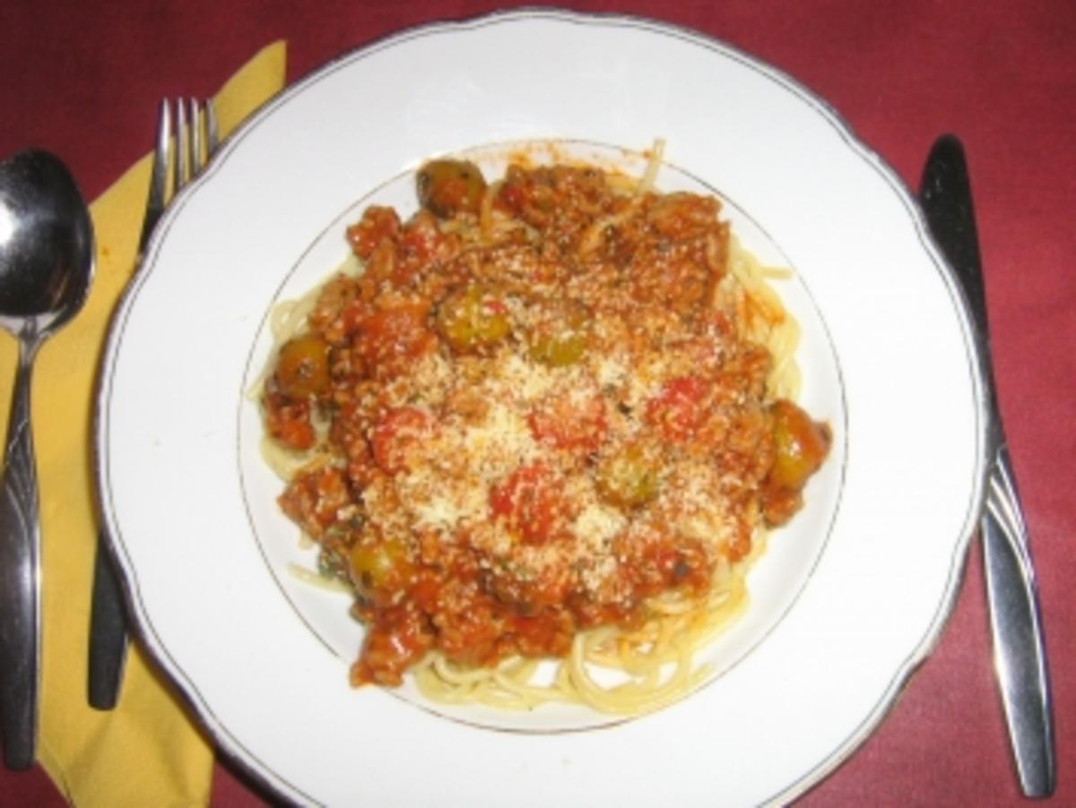 Spaghetti-Puten-Mozarellabolognese mit Oliven - Rezept - Bild Nr. 9