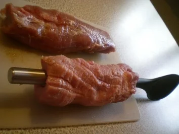 gefülltes Schweine Filet an Champagner Sauce mit Trüffel Kartoffel & grünen Schoten - Rezept - Bild Nr. 6