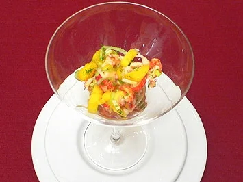 Krebssalat mit Mango und Bowle - Rezept