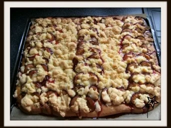 Pflaumenkuchen mit Zwillingsteig - Rezept