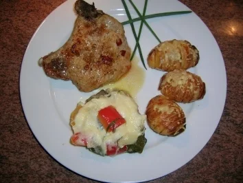 Ratatouille-Mozzarella-Törtchen (als Beilage zu meinem Chili-Kotelett mit Hasselback-Kartoffeln) - Rezept