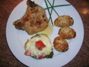 Chili-Kotelett mit Hasselback-Potatoes und Ratatouille-Mozzarella-Törtchen - Rezept