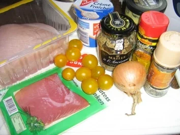 Rezept: Geschnetzeltes mit zweierlei Senf-Soße auf Spätzle Bild Nr. 2 Geschnetzeltes mit zweierlei Senf-Soße auf Spätzle - Rezept - Bild Nr. 2