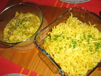 Rezept: Geschnetzeltes mit zweierlei Senf-Soße auf Spätzle Bild Nr. 8 Geschnetzeltes mit zweierlei Senf-Soße auf Spätzle - Rezept - Bild Nr. 8
