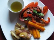 Koriander-Zwiebeln, Karotten in Weißwein und Peperonata - Rezept