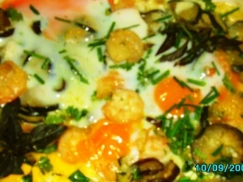 Rezept: Zucchini und Auberginen,mit Garnelen und Spiegeleiern Bild Nr. 4 Zucchini und Auberginen,mit Garnelen und Spiegeleiern - Rezept - Bild Nr. 4