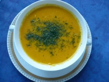 Kürbis - Möhrensuppe mit Krabben und Dill - Rezept