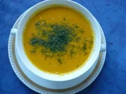 Kürbis - Möhrensuppe mit Krabben und Dill - Rezept