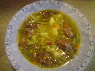 Rezept: Schnibbelbohnensuppe Schnibbelbohnensuppe - Rezept