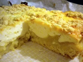 Rezept: Kuchen: Streusel-Topfen-Apfelmus (geht schnell) Kuchen: Streusel-Topfen-Apfelmus (geht schnell) - Rezept