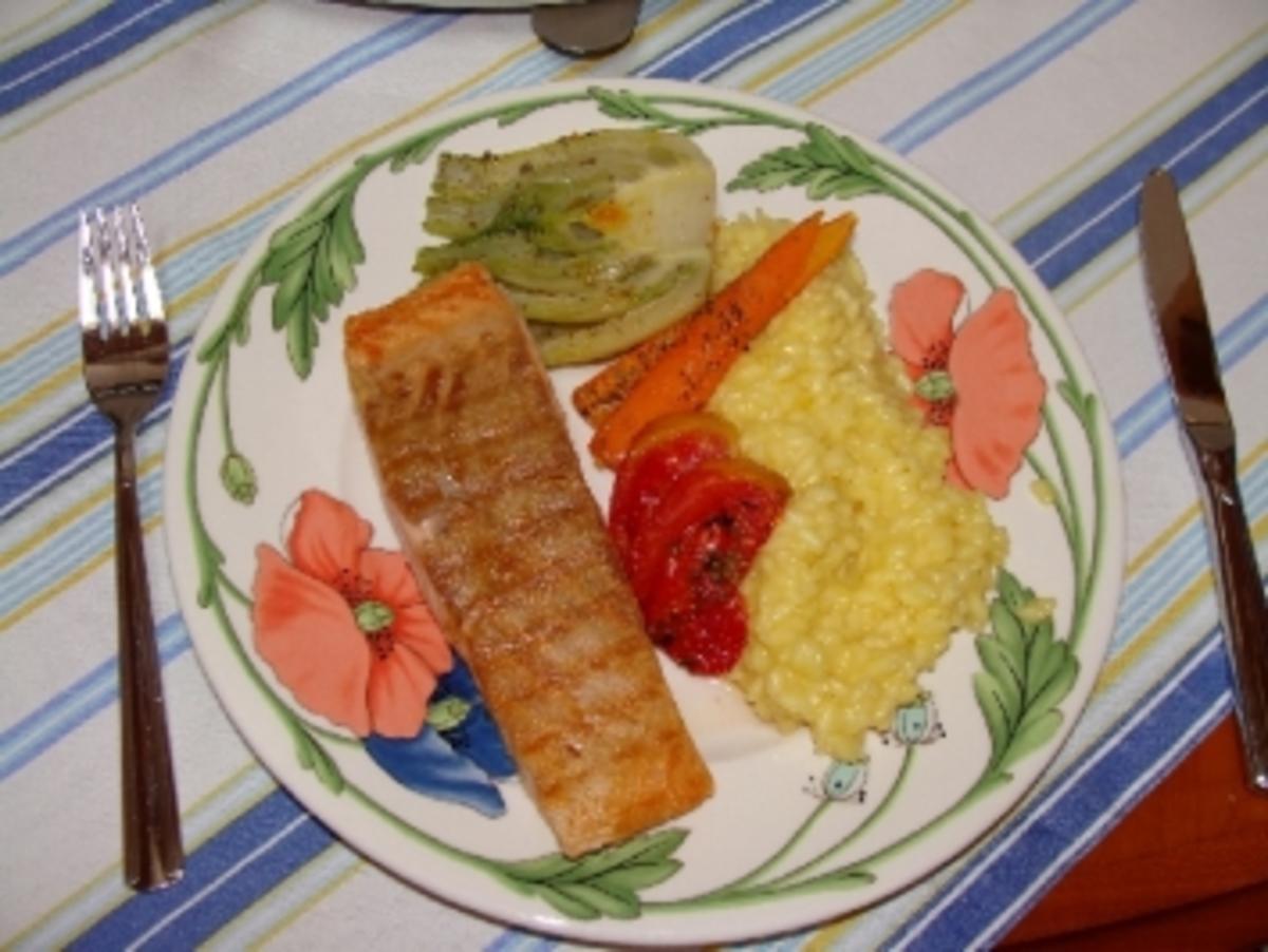 Bilder für Lachs mit Safranrisotto Rezept