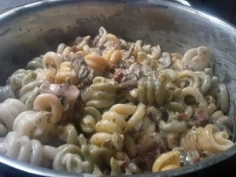 Pasta tricolore in Champignon-Sauce - Rezept