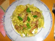 Pfifferling-Fettucine mit Mozarella - Rezept