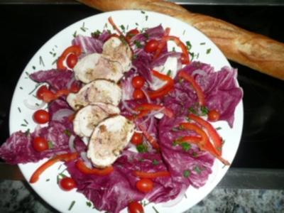 Rezept: BEILAGE/SALAT:Gefülltes Hähnchenbrustfilet mit Thunfischcreme zu Salat BEILAGE/SALAT:Gefülltes Hähnchenbrustfilet mit Thunfischcreme zu Salat - Rezept
