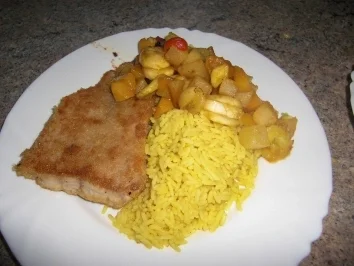 Fischfilet mit Frucht-Cocktail und Bananen - Rezept