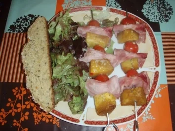 Spiesse mit Kürbis, Tomaten und Schinken - Rezept - Bild Nr. 2