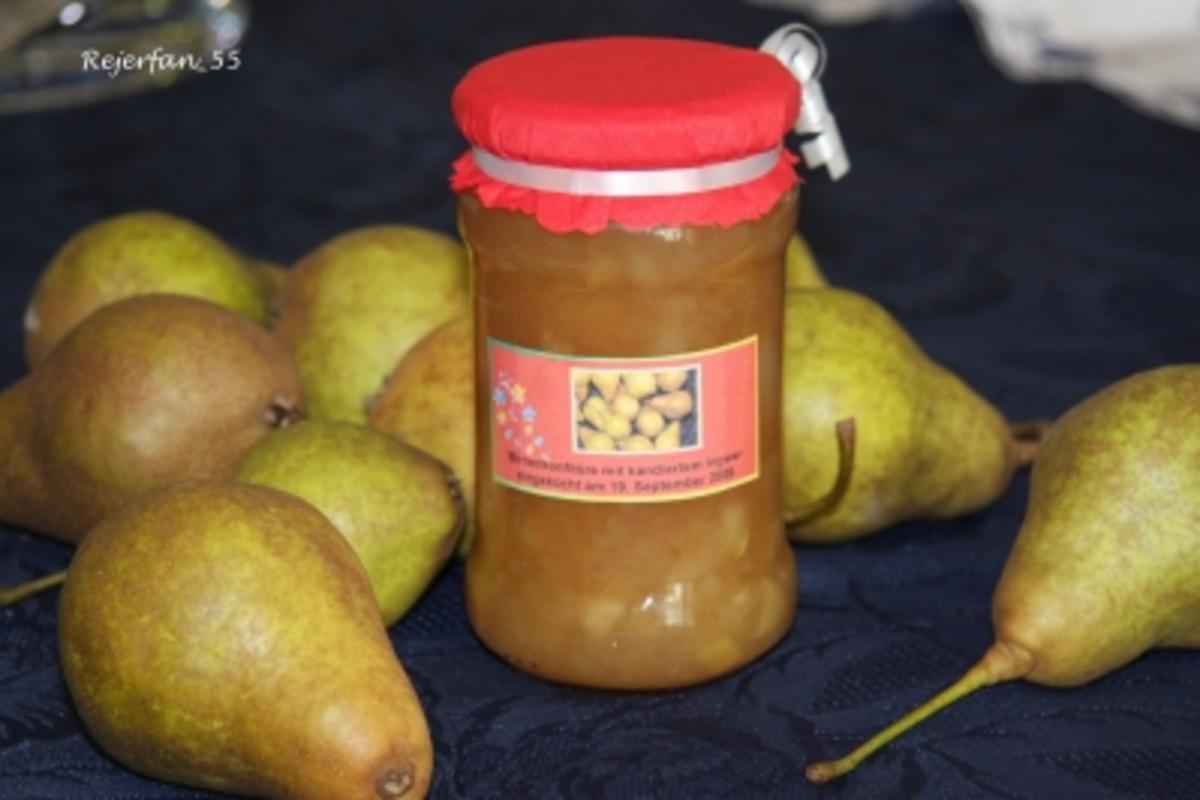 Birnenkonfitüre mit kandiertem Ingwer und Schuss - Rezept - kochbar.de