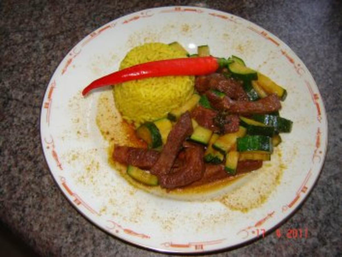 Bilder für Fleisch : Scharfes Rindergeschnetzeltes mit Zuccini - Rezept