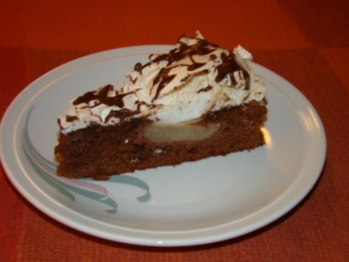 Birnen - Schokoladetorte mit Schneehäubchen - Rezept - Bild Nr. 2