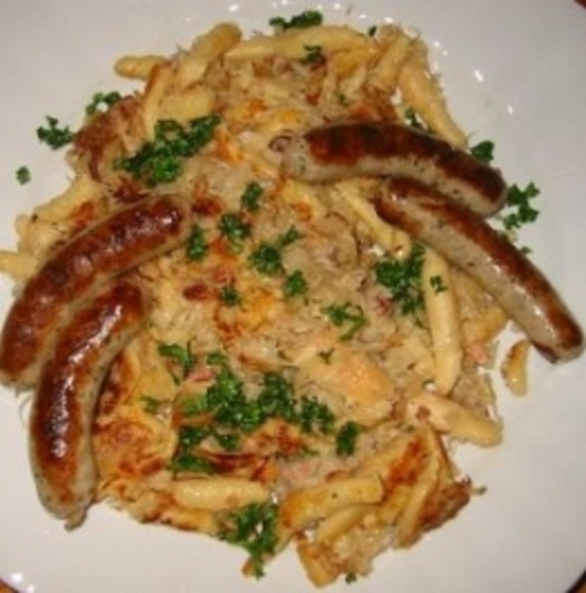 Krautspätzle mit Grillwürstchen - Rezept Von Einsendungen HolgerAnnika