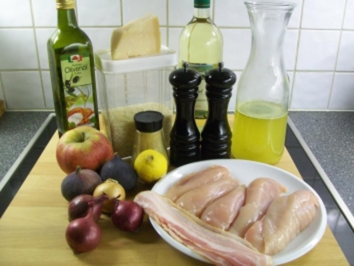 Hühnchenbrust mit Feigen und roten Zwiebeln an Curry-Apfel-Risotto - Rezept - Bild Nr. 2