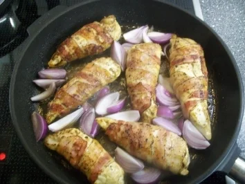 Hühnchenbrust mit Feigen und roten Zwiebeln an Curry-Apfel-Risotto - Rezept - Bild Nr. 6