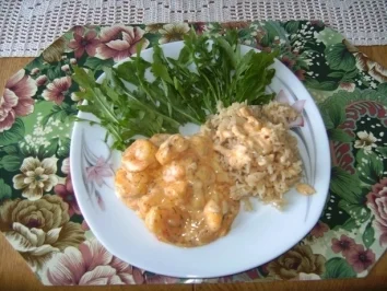 Garnelen in Rucola - Frischkäse - Sauce - Rezept