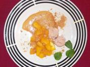 Flambierte Mango mit Whiskey-Cream-Zabaione und Amarettini-Crunch - Rezept
