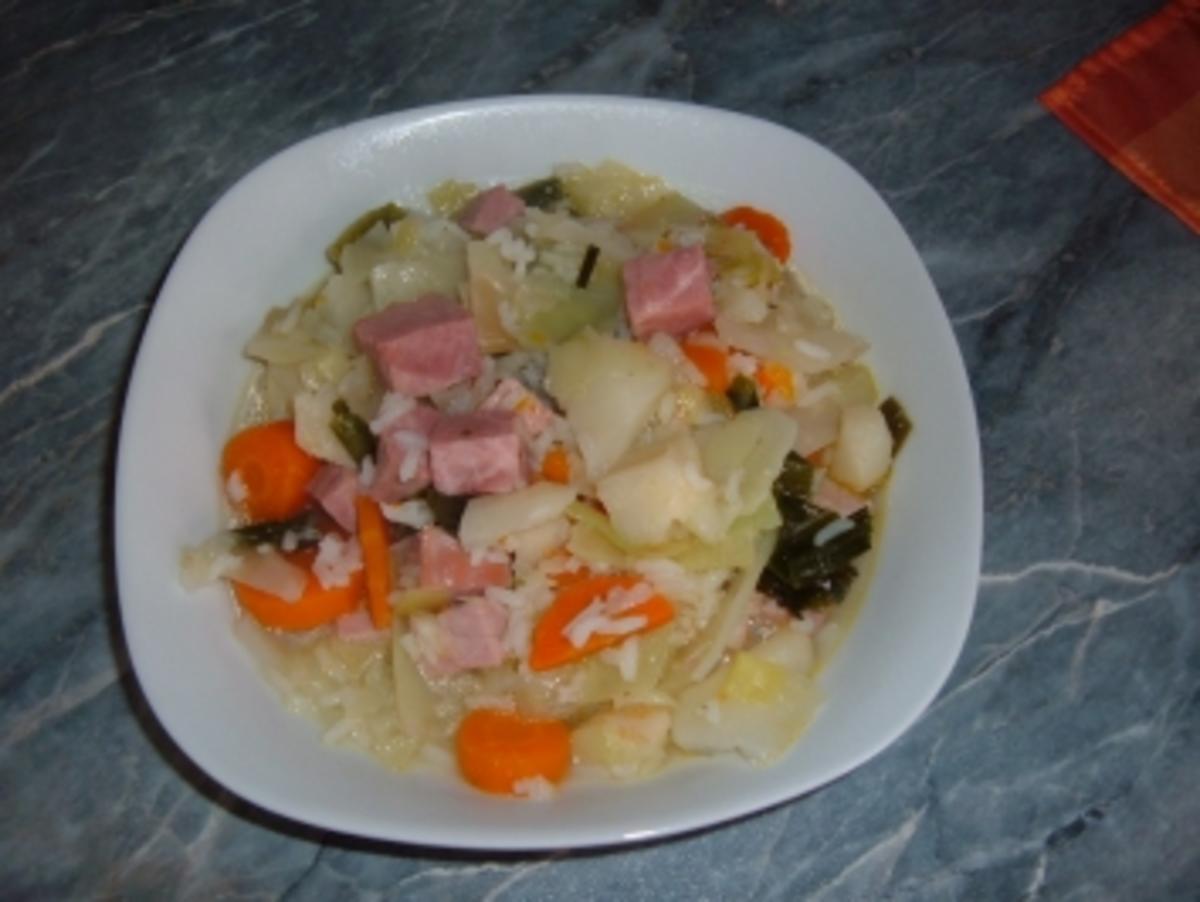 Eintopf : Gemüsesuppe mit Reis - Rezept