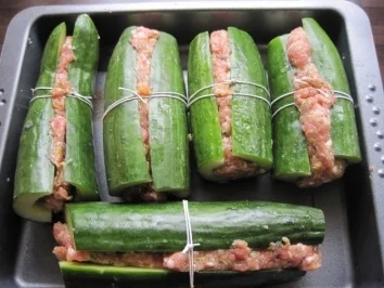 Gefüllte Gurke an Kürbispüree - Rezept - Bild Nr. 3