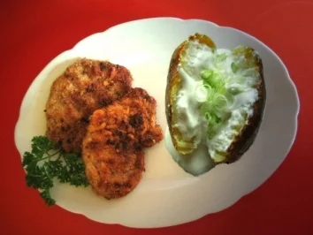 "feines Wiener Schnitzel "(Art) vom Schweinefilet mit Ofenkartoffel - Rezept