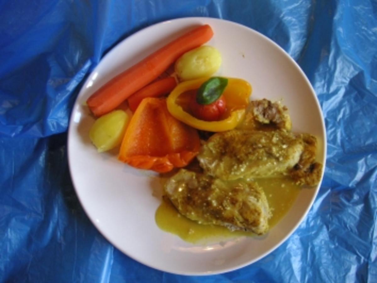 Curry-Huhn mit Möhren-Paprika-Tomaten-Kartoffel-Gemüse - Rezept - Bild Nr. 2